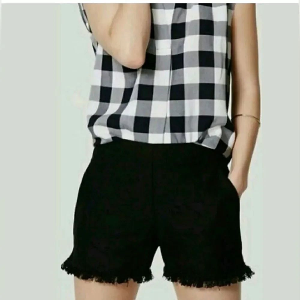 NWT LOFT Riviera Shorts Black Frayed Hem 6